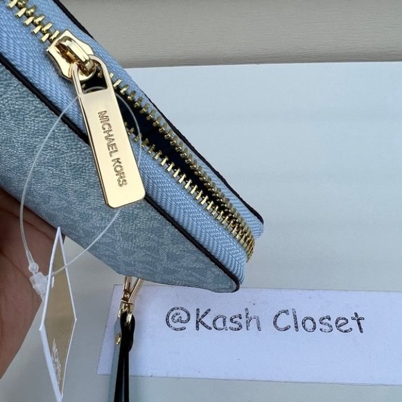 Michael Kors JST Large MF phone Case Wallet/Wristlet -Pale Ocean - Picture 8 of 8